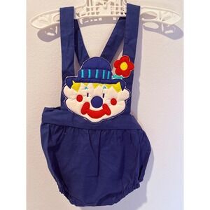 Vintage 80s Happy Clad Embroidered Clown Jumper 18 Months